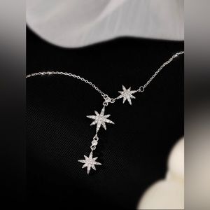 Triple Meteorite adjustable necklace white silver